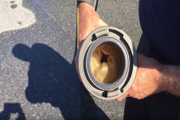 A delaminated fire hose liner