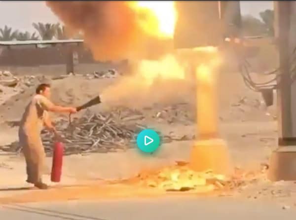 Using the wrong fire extinguisher on an electrical fire