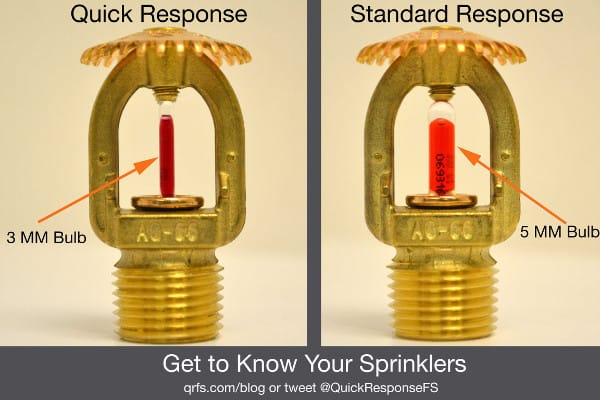 Difference between quick and standard-response sprinklers