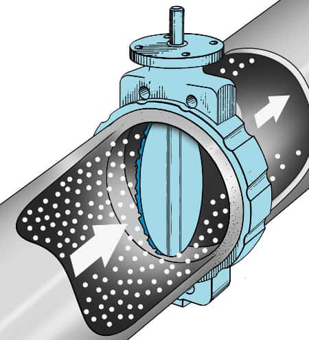 Illustration of the interior of a butterfly valve