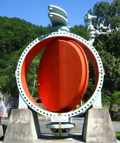 Huge valve from the Yagisawa hydroelectric power station 