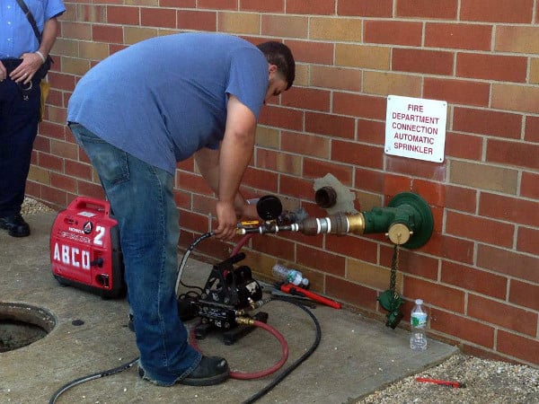 Conducting a hydrostatic test at an FDC.