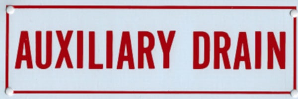 Auxiliary Drain Sign