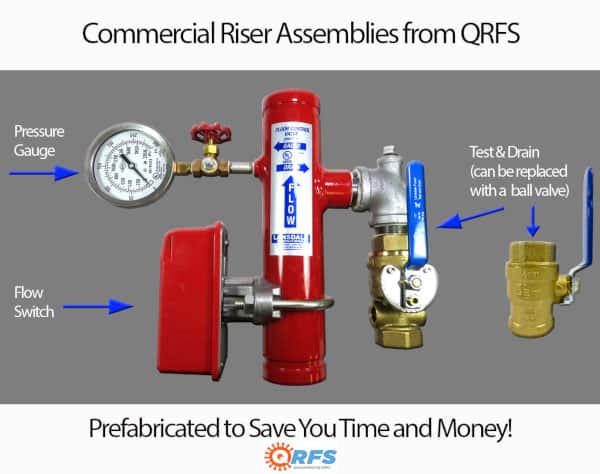 The components of a commercial riser assembly.