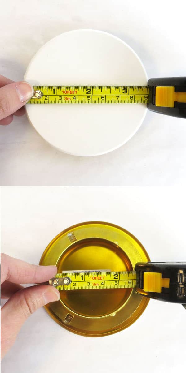 Top and inside diameters of model A plate measured