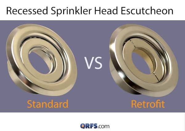 A side-by-side comparison of standard and retrofit flat escutcheons