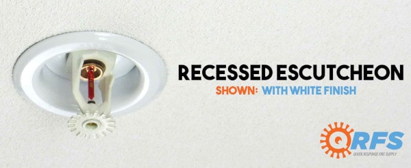 Recessed escutcheon in white finish.