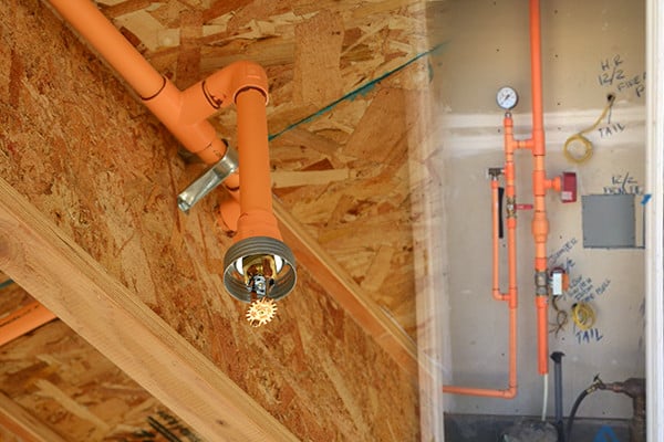 An example of a residential fire sprinkler system installation