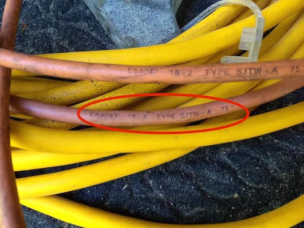 Extension cord gauge stamp
