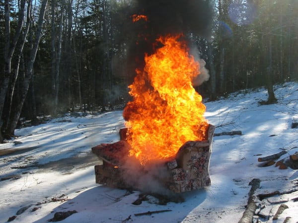 A burning couch