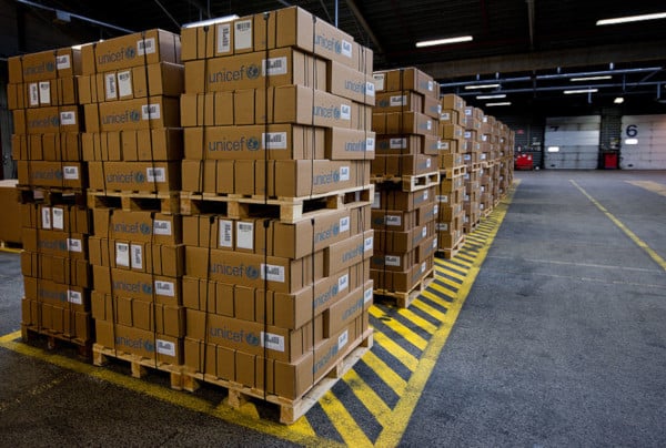 Storage pallets in a warehouse