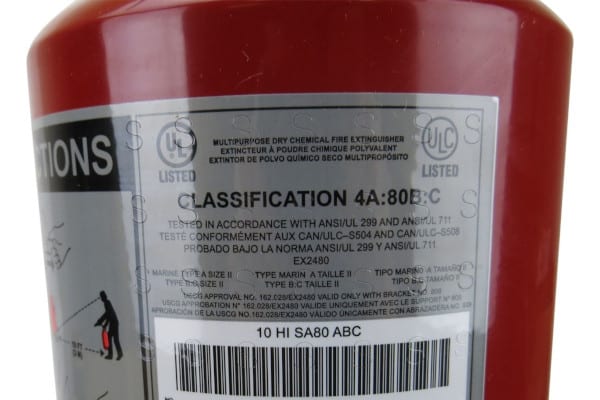 Fire extinguisher UL rating
