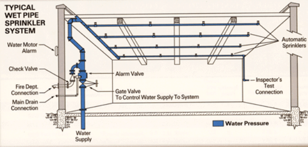 Wet pipe fire sprinkler system design