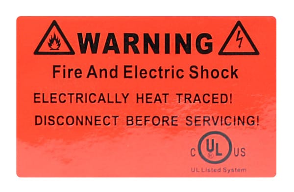 Heat tracing warning sign