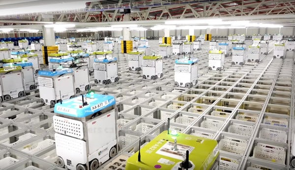 Ocado automated warehouse