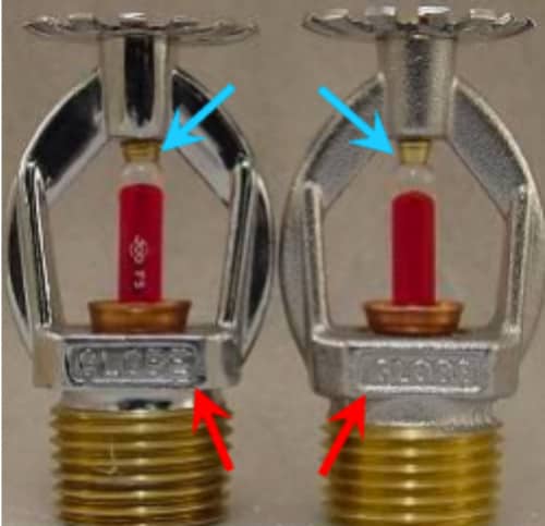 Side view of fake vs. real sprinkler