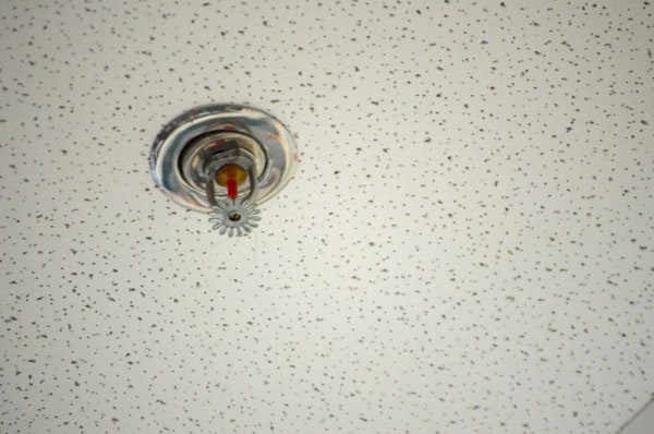 Pendent sprinkler in ceiling