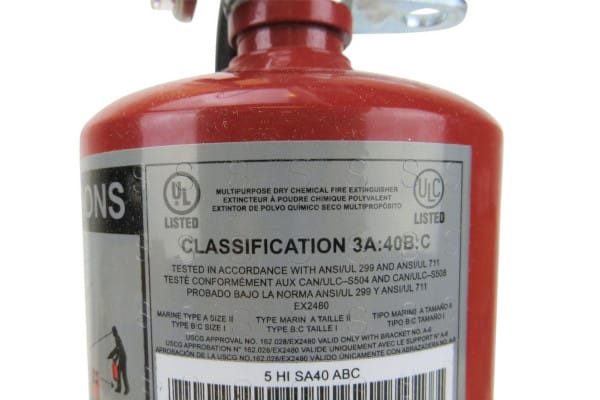 Label on a fire extinguisher