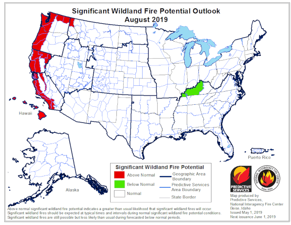 Wildfire projection map