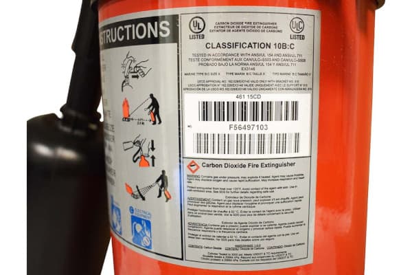 A CO2 fire extinguisher label