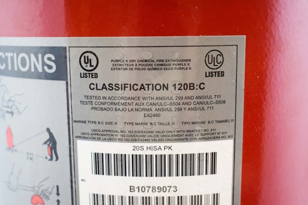 A 120BC purple dry fire extinguisher label