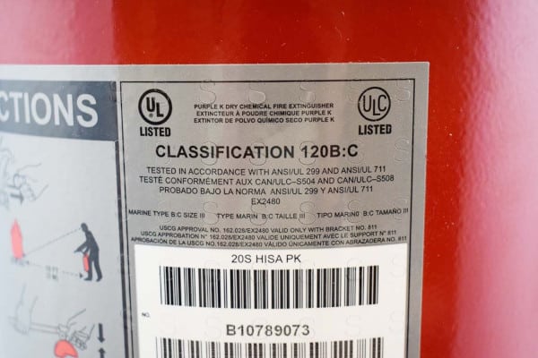 Fire on sale extinguisher number