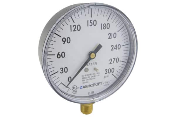 A pressure gauge with the Ashcroft emblem reads zero