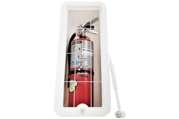 Mounted fire extinguisher cabinet