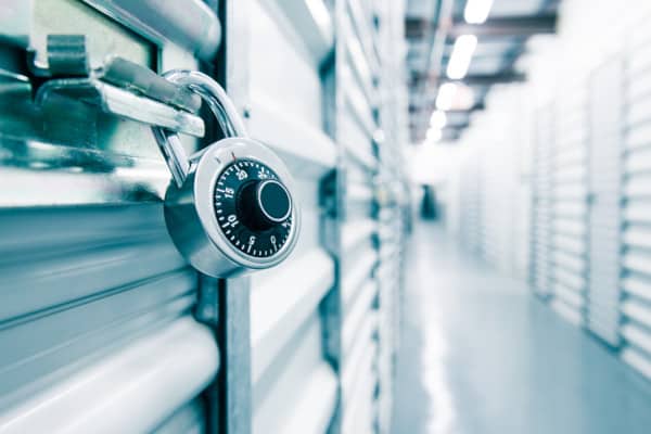 A storage facility hallway
