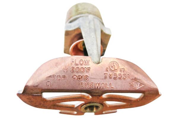 Flow label on a sidewall sprinkler
