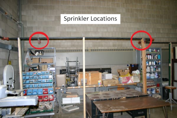 Example of sprinklers placed too low