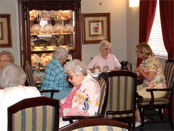 Residents relax at an assisted living facility