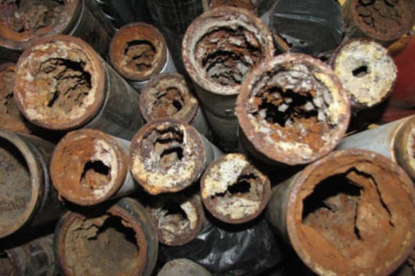 Corroded steel pipes