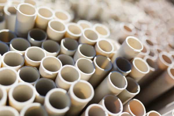 Stacks of PVC pipe