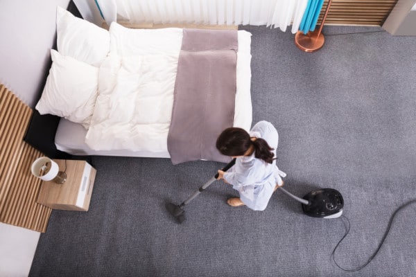 Cleaning a hotel room