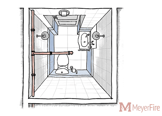 Cleaning fire sprinklers in bathrooms