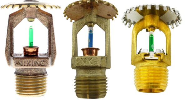 Viking, Quick Response Fire Sprinkler Head, 3/4, Pendent, Glass Bulb,  Brass, 18258