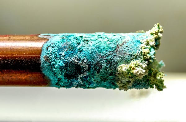 Corroded copper pipe