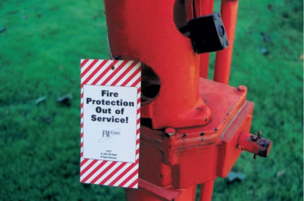 Fire protection system out of service