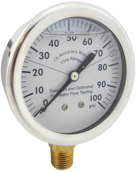 Pressure gauge with lines for mid-range