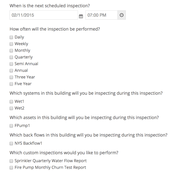 Scheduling fire protection inspections