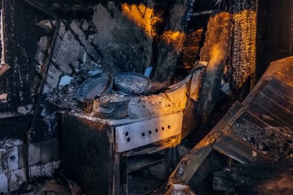 The aftermath of a kitchen fire