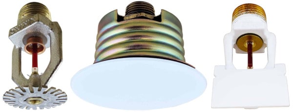 A mix of residential fire sprinkler heads