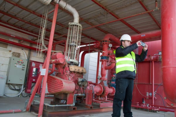 Fire inspection of a fire pump