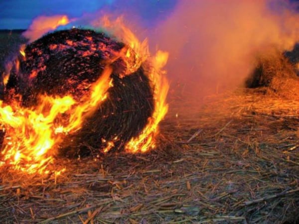 Spontaneous combustion of hay