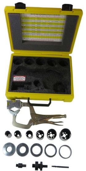 The parts of a pilot clamp, including six sizes=