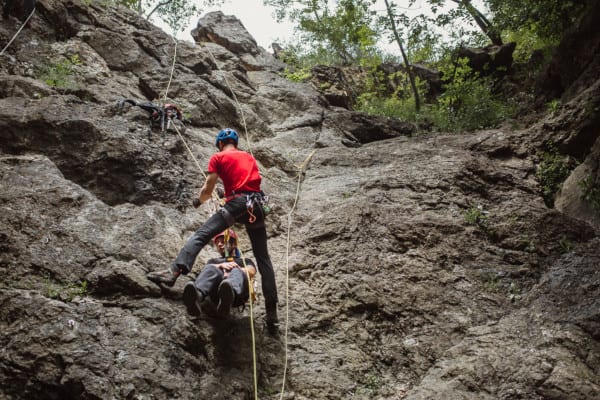 Climbing rock face