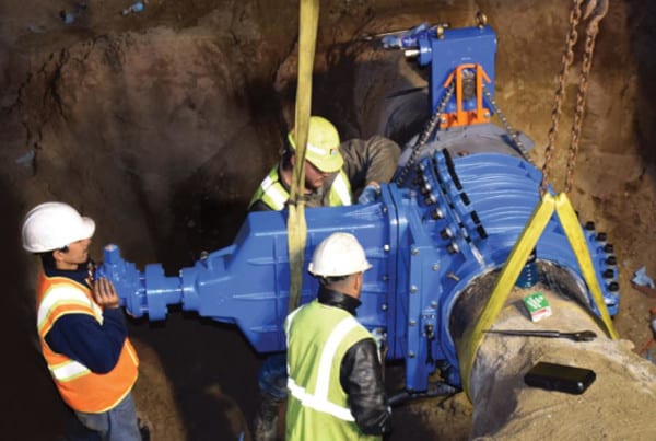 A giant valve installed underground