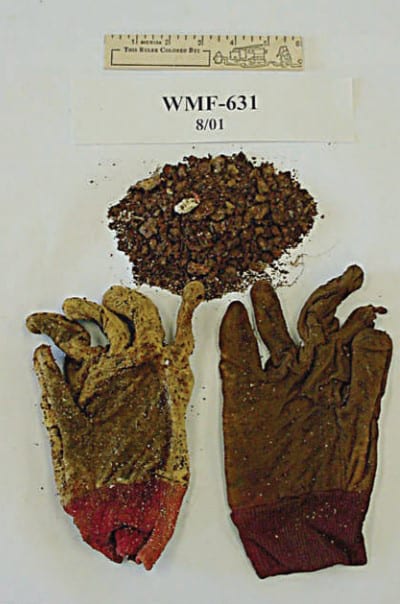 work gloves found in pipe