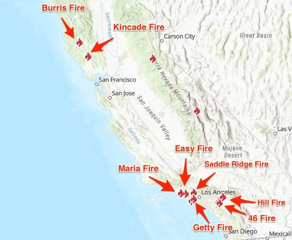 Map of California Wildfires